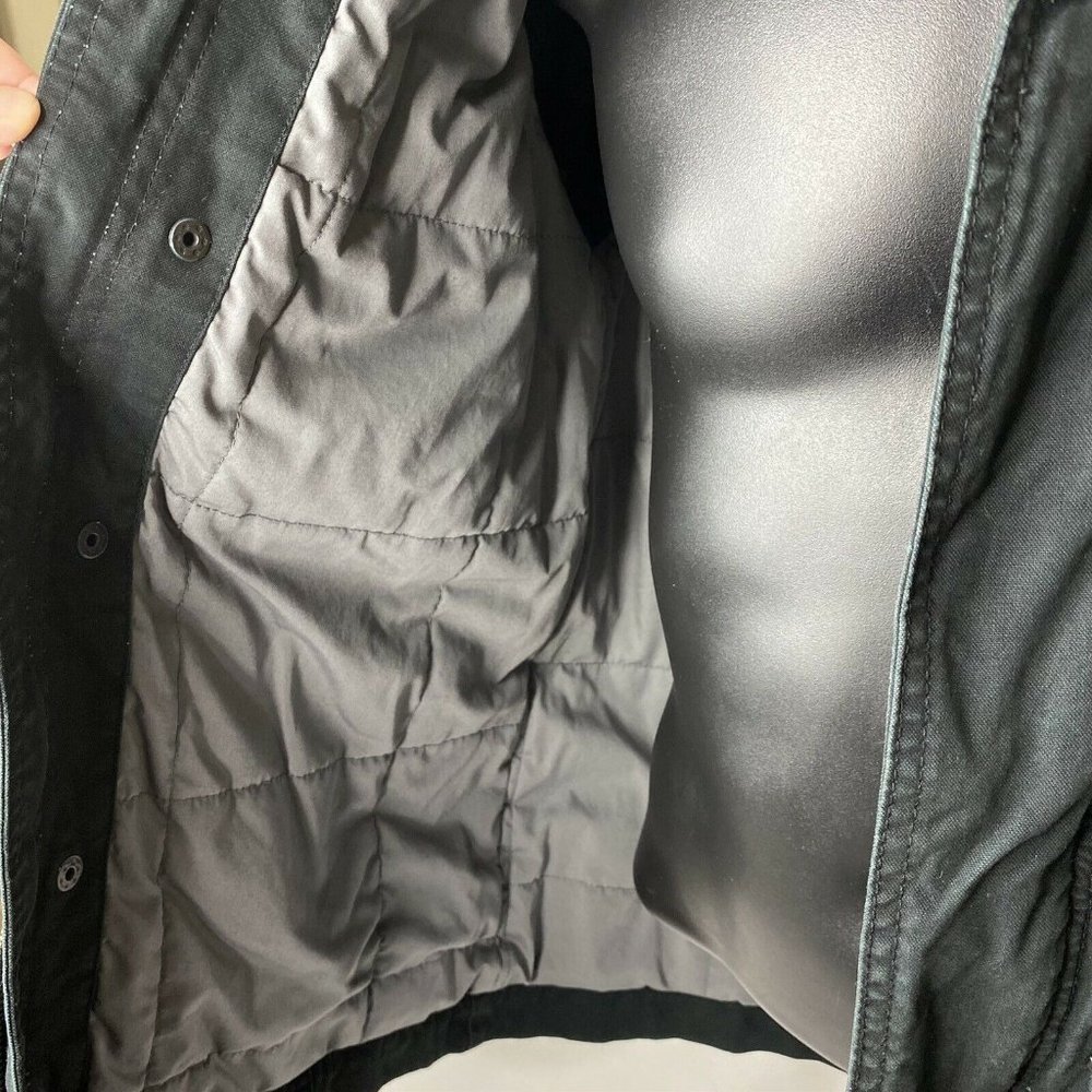 Converse One Star Black Jacket Quilted Lined Zip Snap Front Coat Size XS - Picture 7 of 10